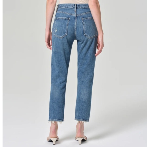 AGOLDE Riley Jeans High Rise Straight Cropped Jean sz 24 NEW distressed denim - Picture 2 of 15